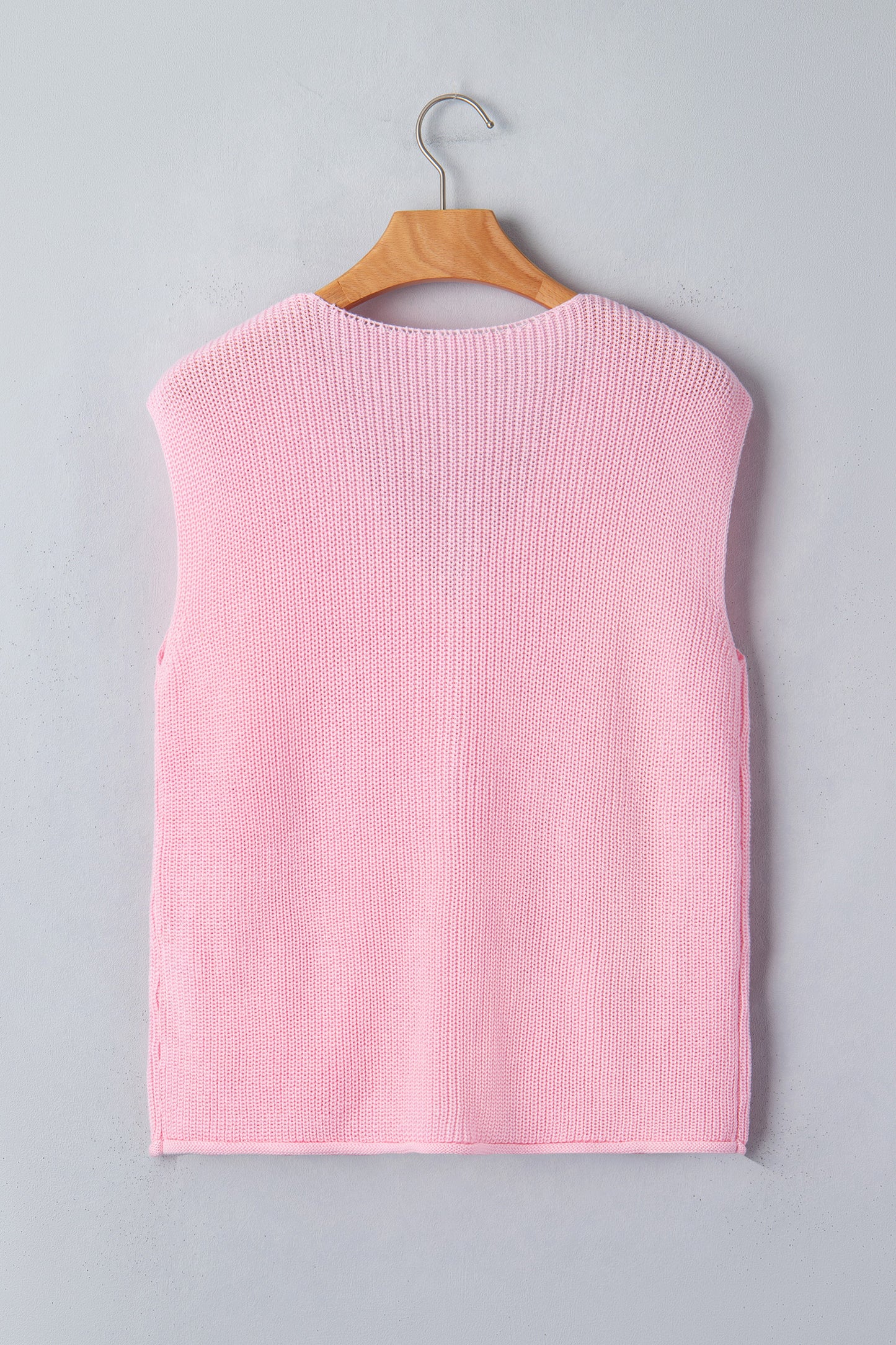Solid Button Front V-Neck Sweater Knit Vest