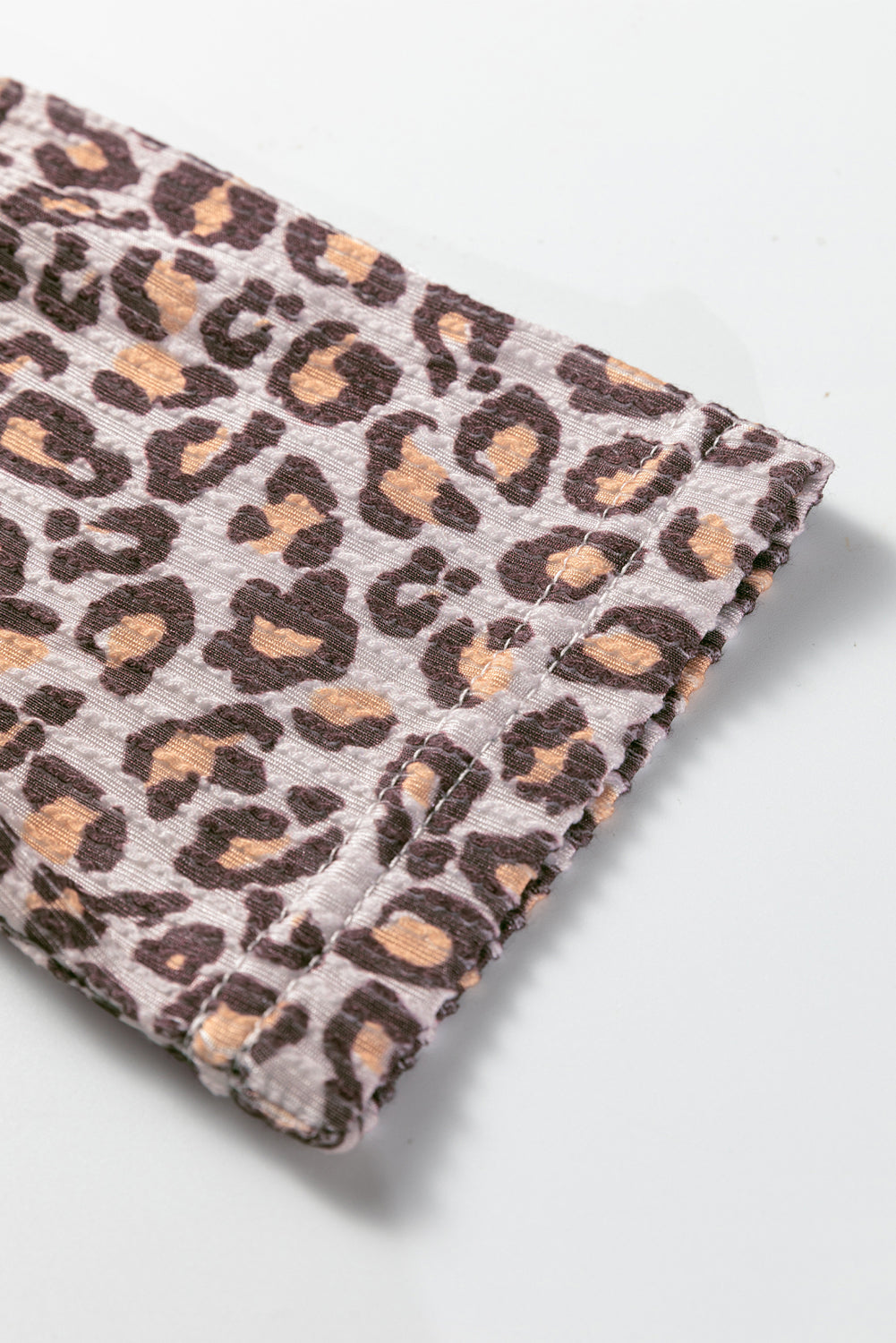 Leopard Ribbed Long Sleeve Top and Shorts Set