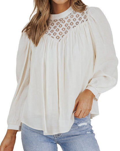 Lace Patchwork Long Sleeve Blouse