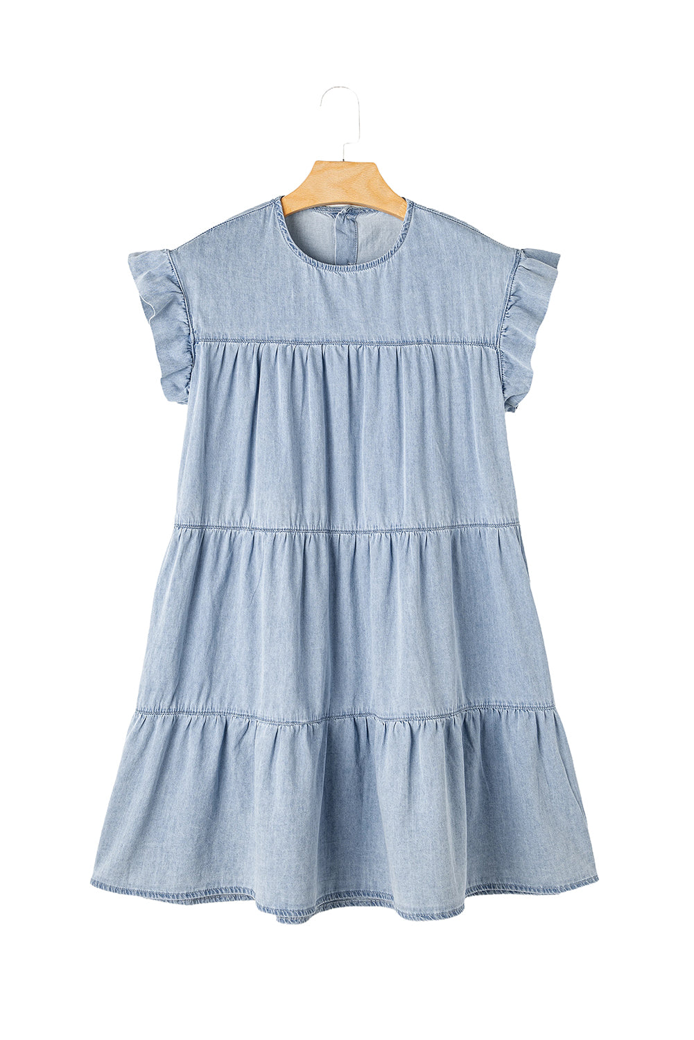 Denim Ruffle Short Sleeve Dress