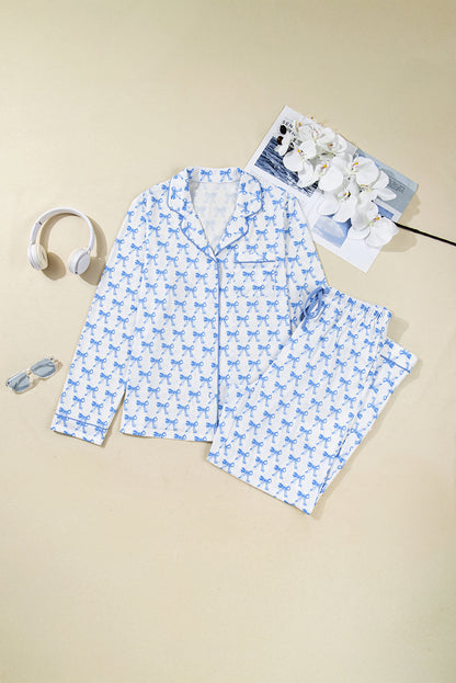 Bow Tie Shirt and Pants Pajama Set