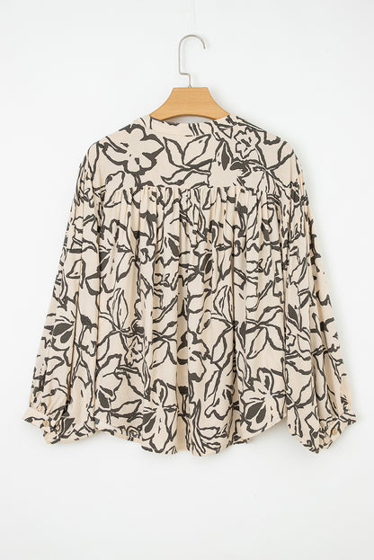 Floral Batwing Sleeve Button-Up Shirt