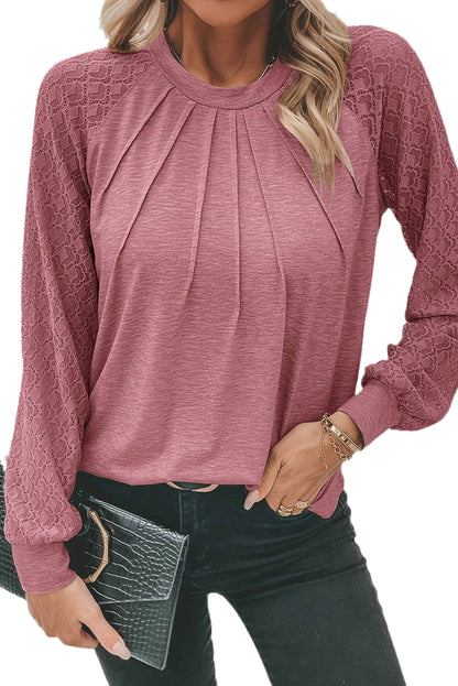 Contrast Lace Raglan Sleeve Top