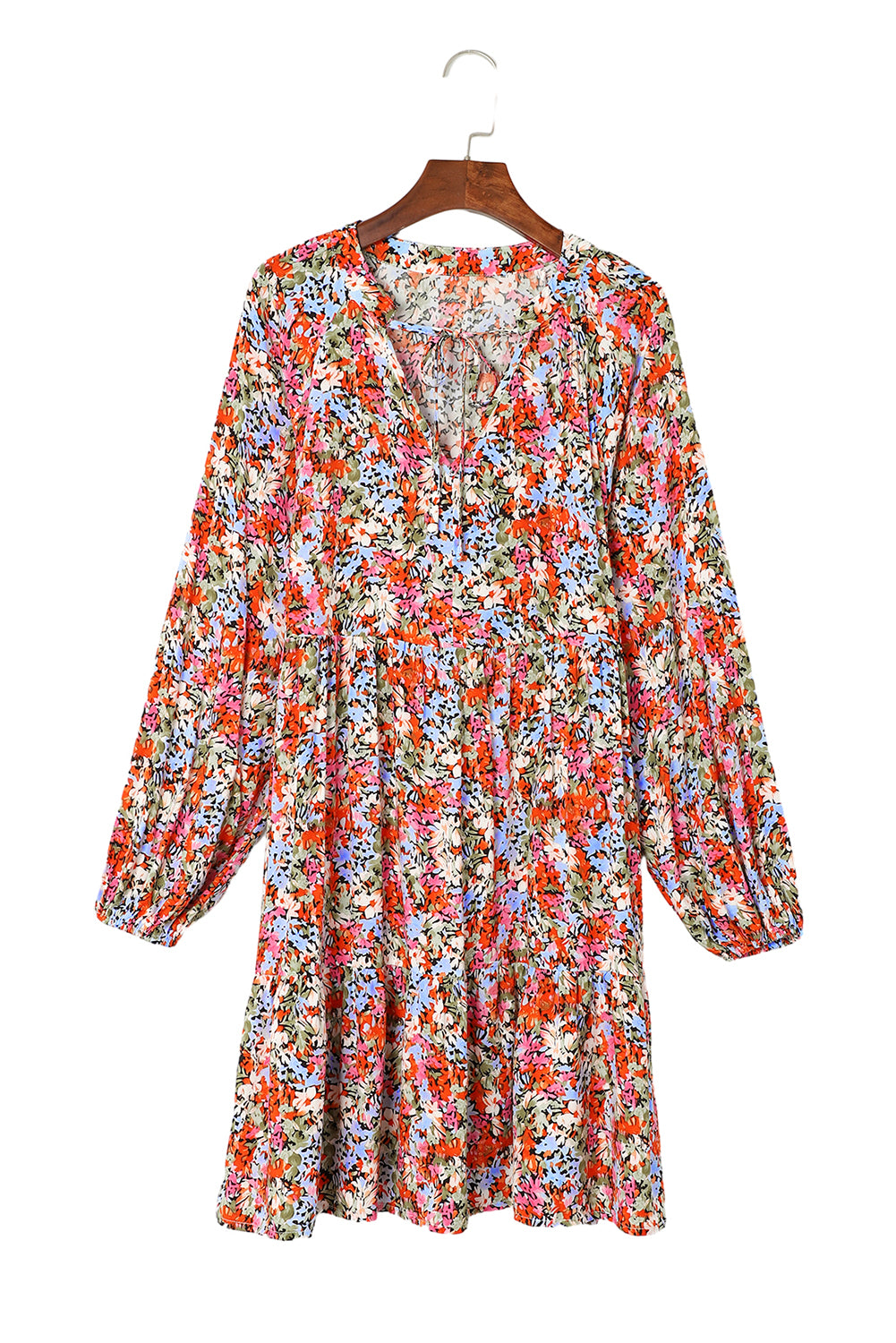 Floral Long Sleeve V-Neck Dress