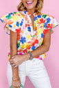 Floral Short Flutter Sleeve Top