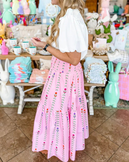 Smocked Tiered Maxi Skirt