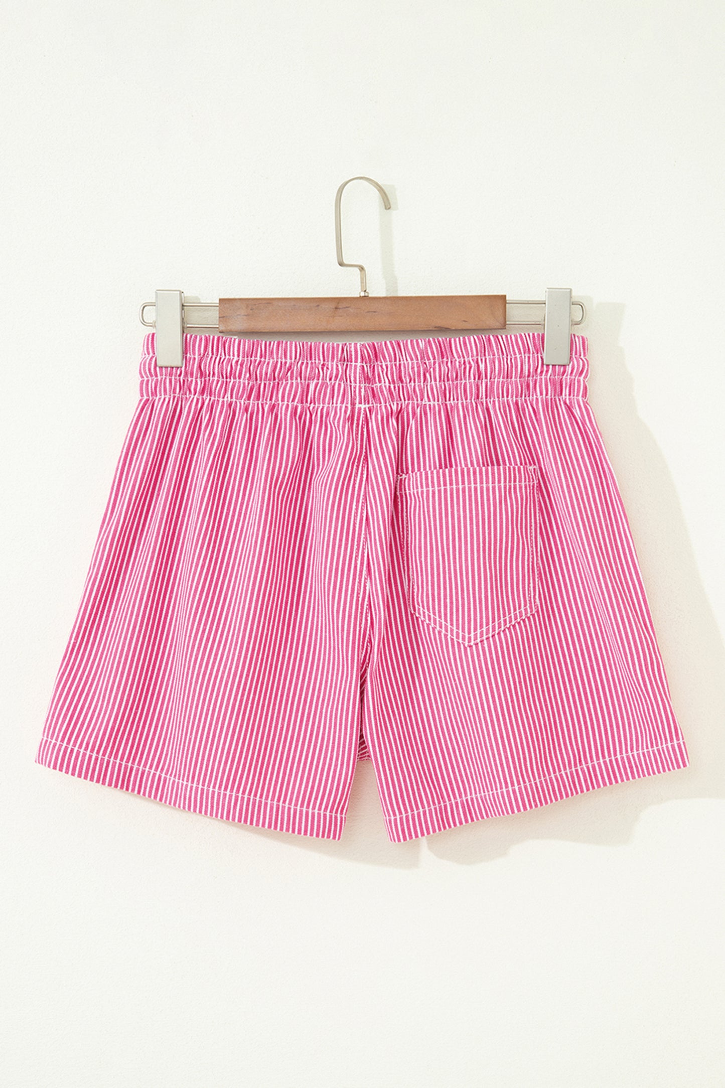 Stripe Denim Drawstring Elastic Waist Shorts