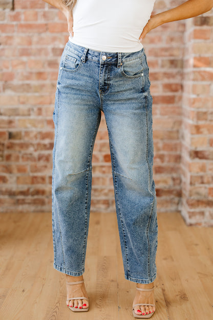 Denim Vintage Washed Seam Shift Jeans