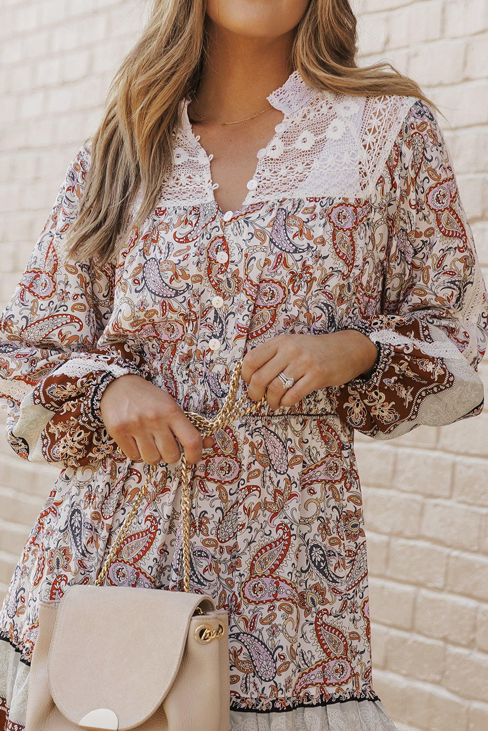 Paisley Lace Smocked Ruffle Dress