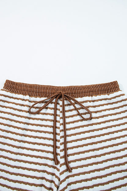 Plus Size Stripe V-Neck Pullover and Drawstring Pants Set