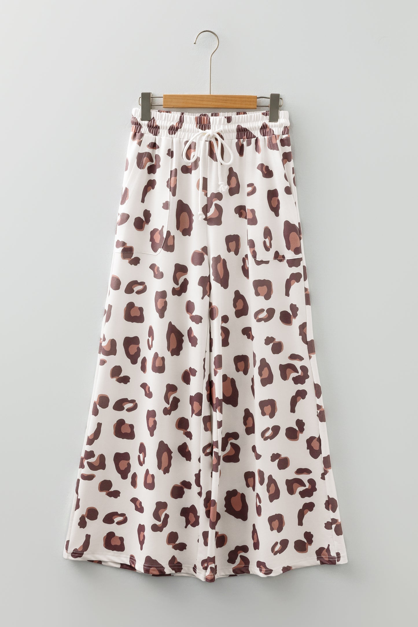 Leopard Drawstring High Waist Pocketed Pants