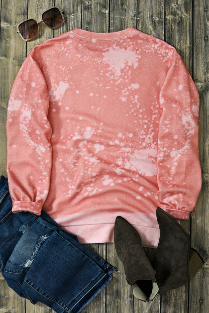 Bleached Round Neck Pullover Sweatshirt