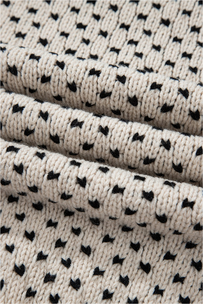 Bow Tie Ribbed Edge Crewneck Long Sleeve Sweater
