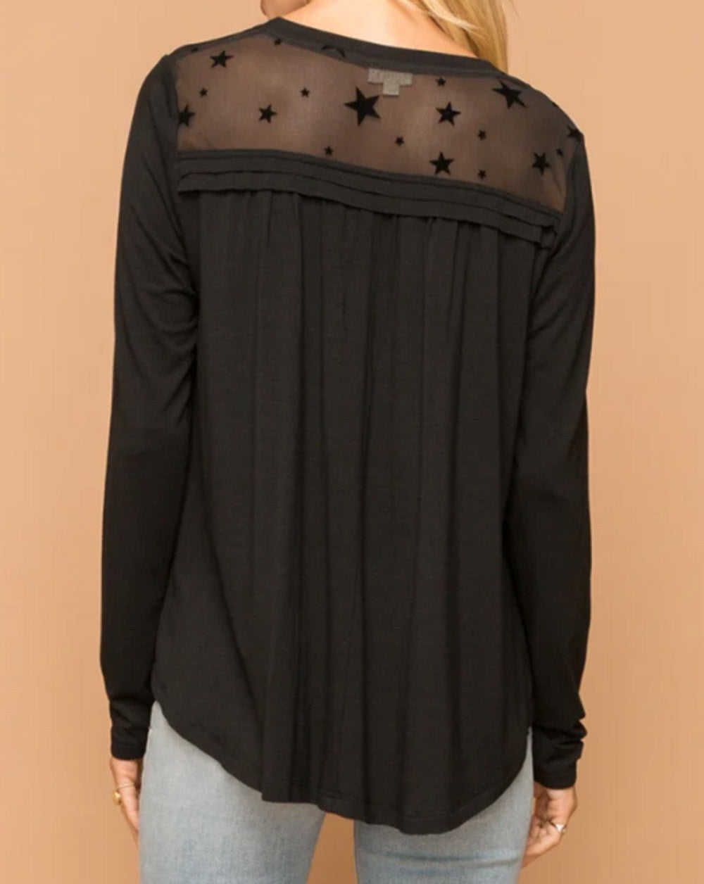 Star Mesh Long Sleeve Blouse