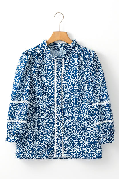 Floral Ric-Rac Buttoned Shirt