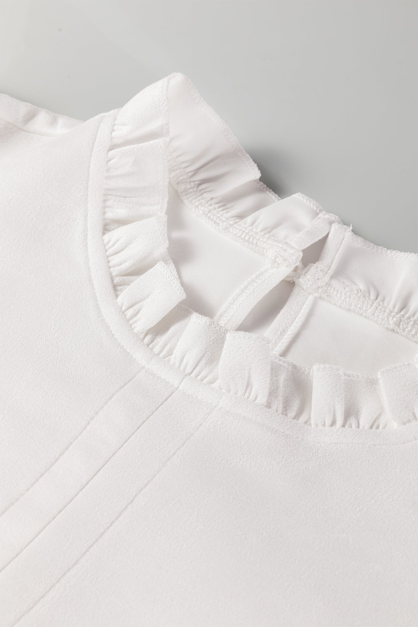Frilled Round Neck Puff Sleeve Mini Dress