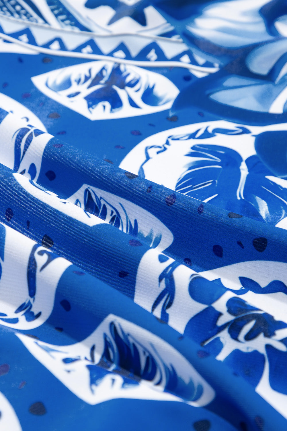 Floral Tile Ricrac Wide Straps One Piece Swimsuit