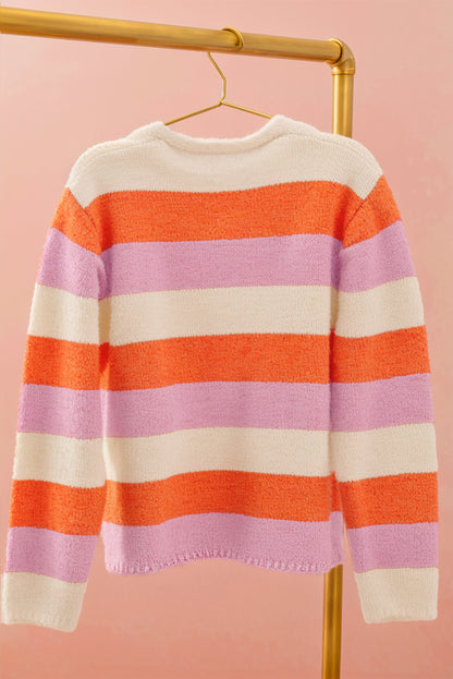 Stripe Colorblock V-Neck Sweater