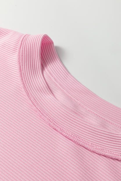 Plus Size Solid Ribbed Drop Shoulder Top