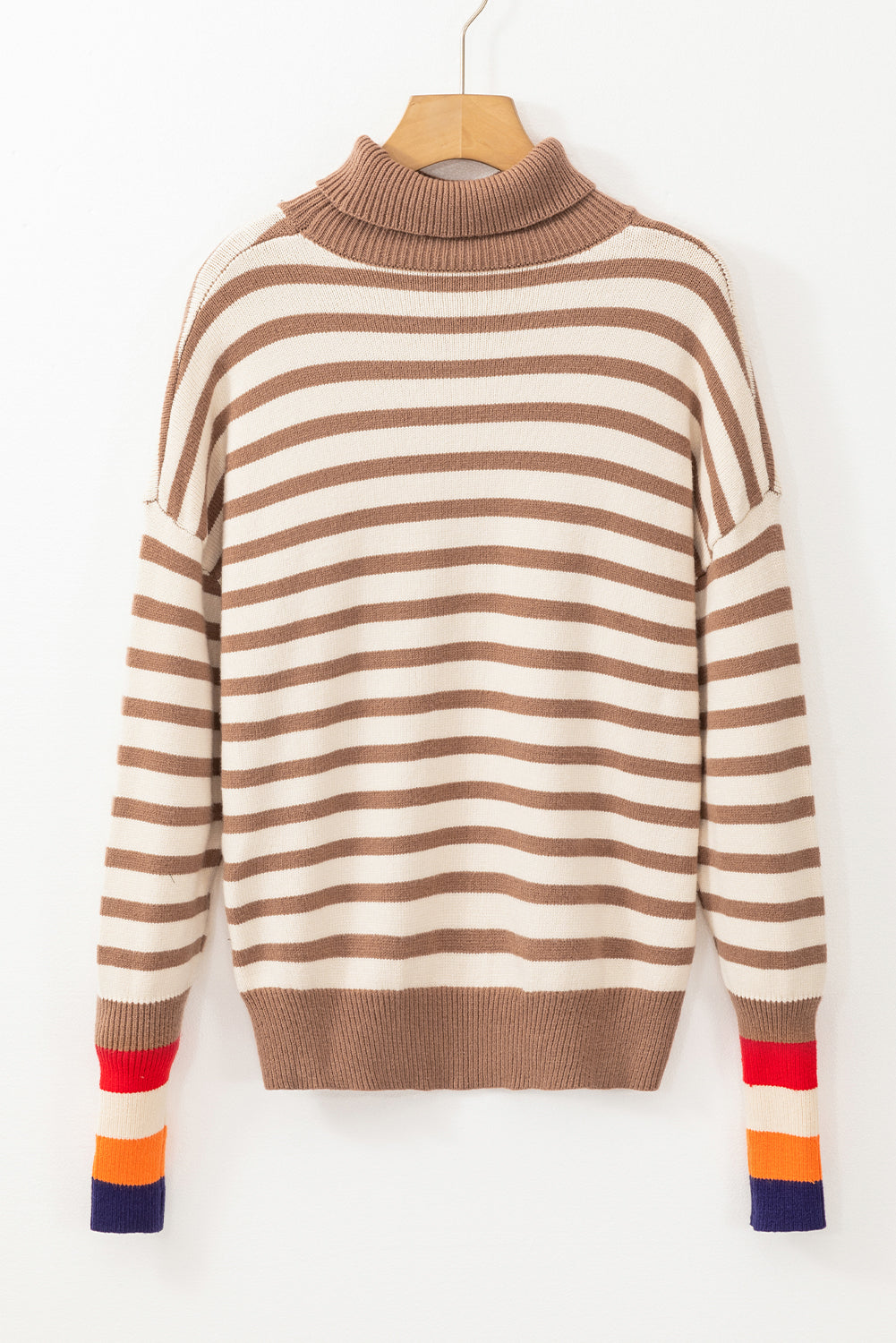 Stripe Colorblock Turtleneck Sweater