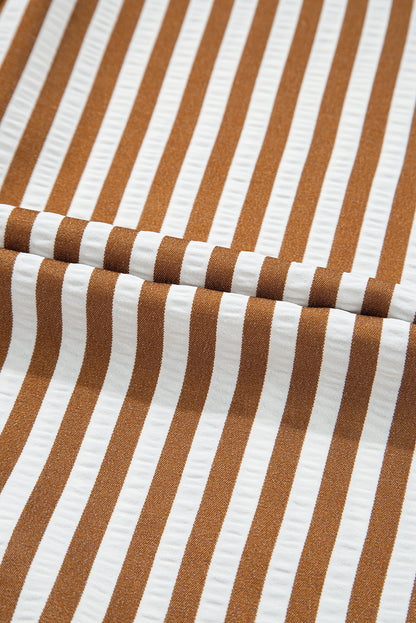Stripe Ruffle Hem Long Sleeve Mini Dress