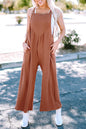 Buttoned Straps Wide Leg Jumpsuit