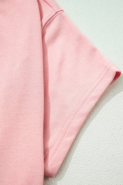 Solid Tee & Wide Leg Raw Hem Pants Set