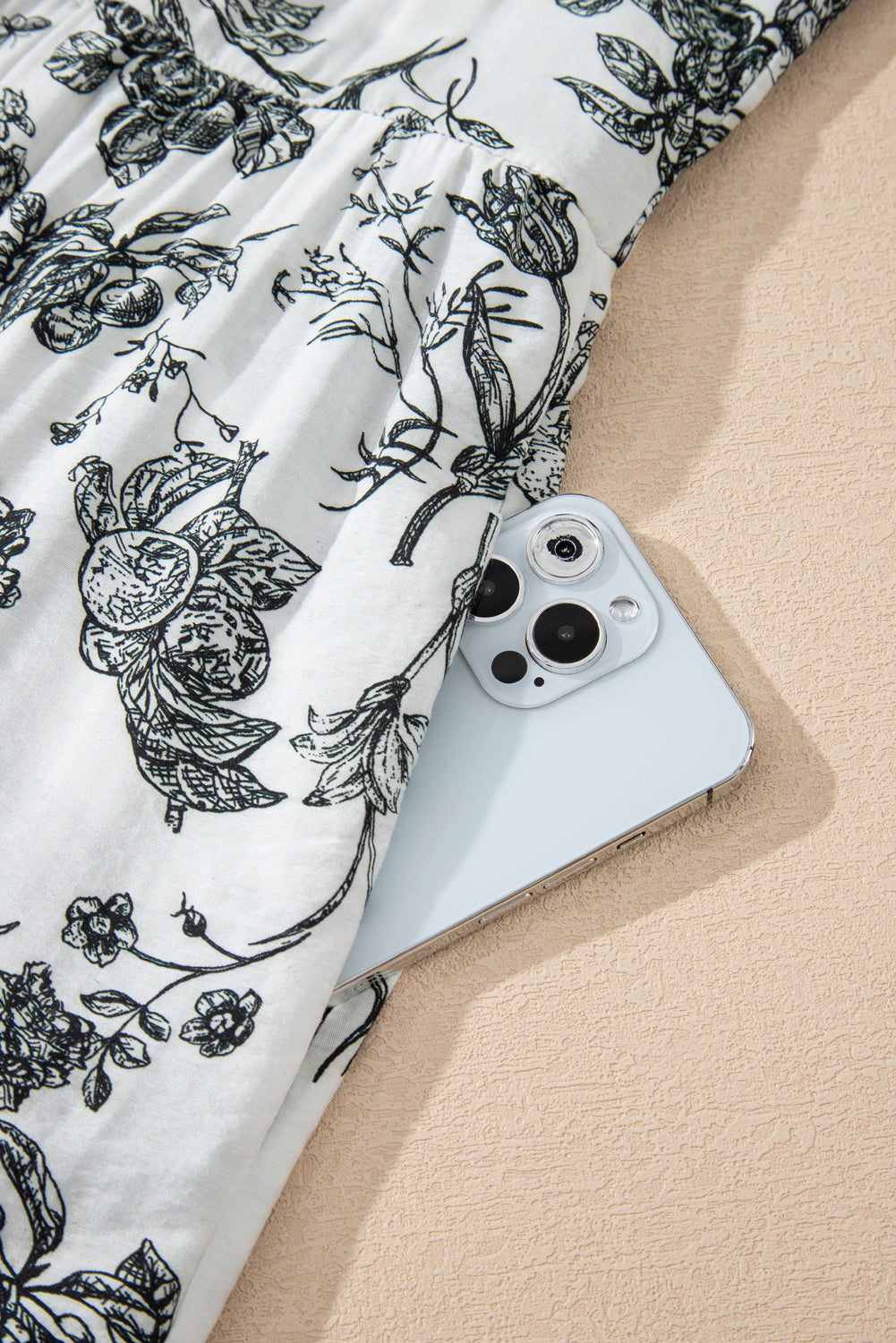 Plus Size Floral Ruffle Sleeve Midi Dress