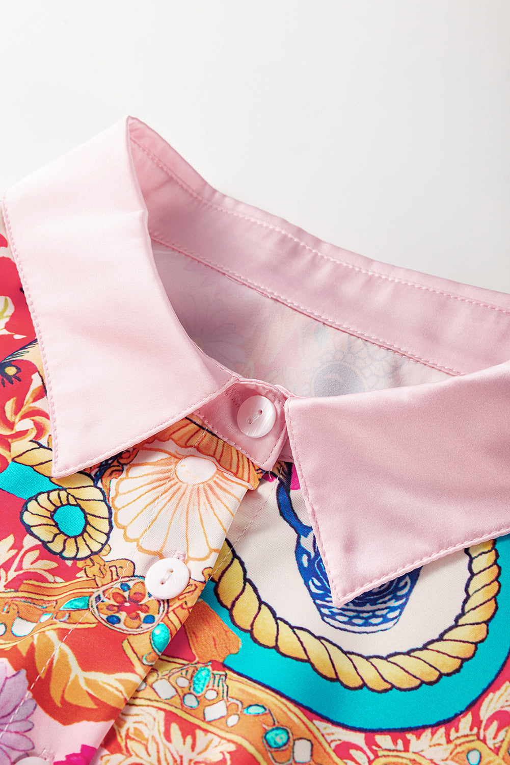 Boho Floral Buttoned Long Sleeve Shirt Dress