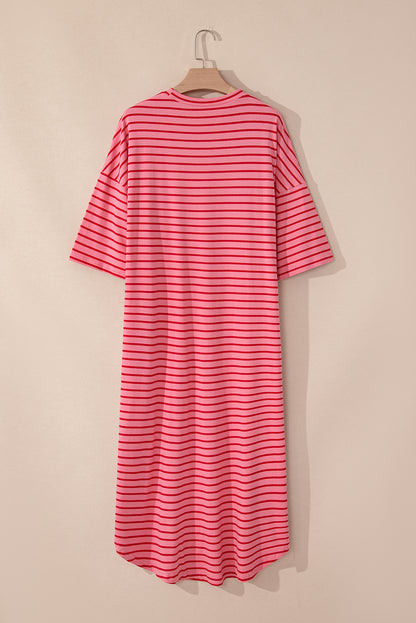 Stripe 3/4 Sleeve T-Shirt Dress