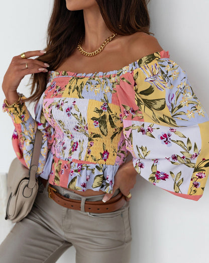 Floral Smocked Puff Sleeve Blouse