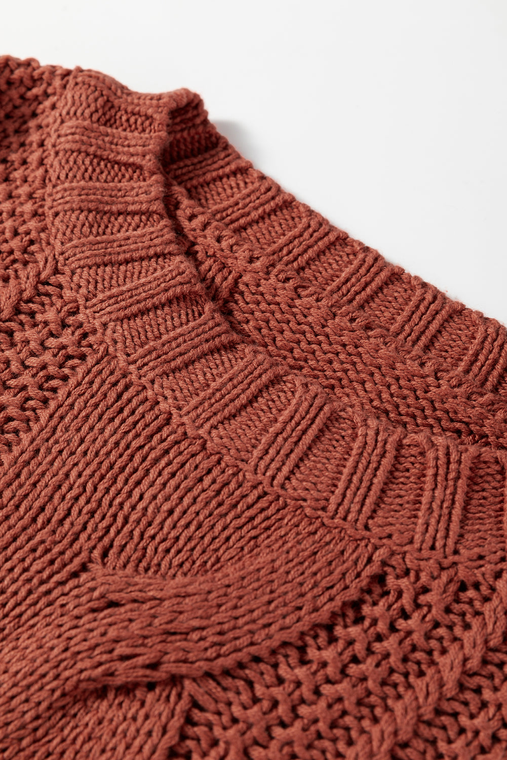 Textured Chunky Knit Long Sleeve Sweater