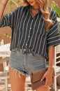 Stripe Short Sleeve Pocketed Shirt