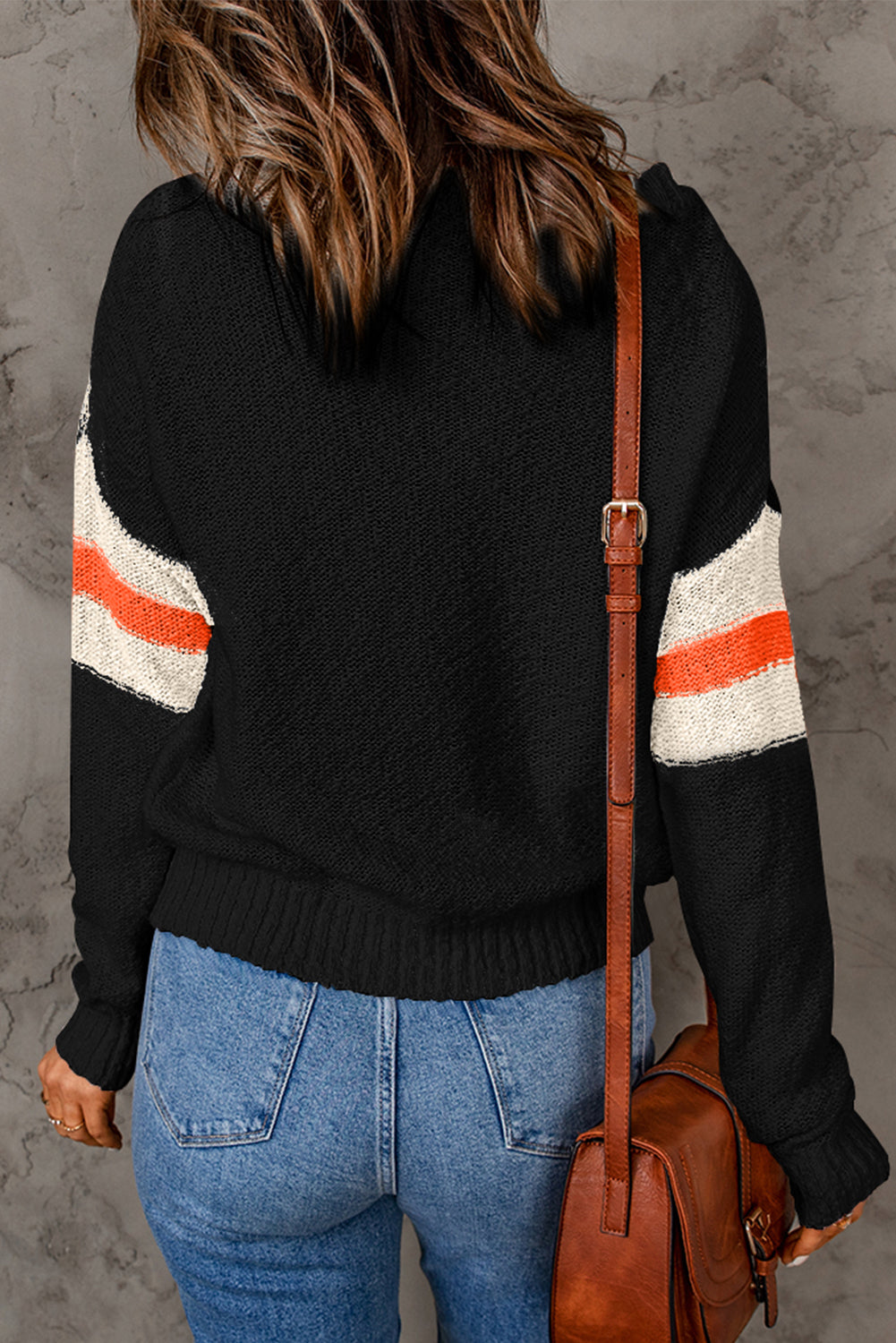 Chevron Stripe Drop Shoulder Sweater