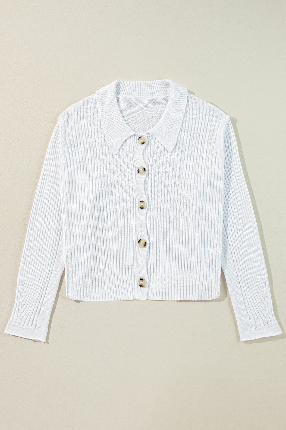 Ribbed Button Front Collared Sweater