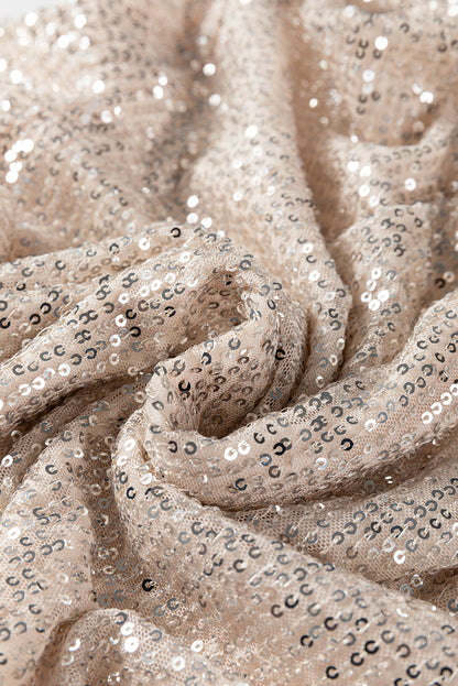 Solid Sequin Backless Bell Sleeve Top