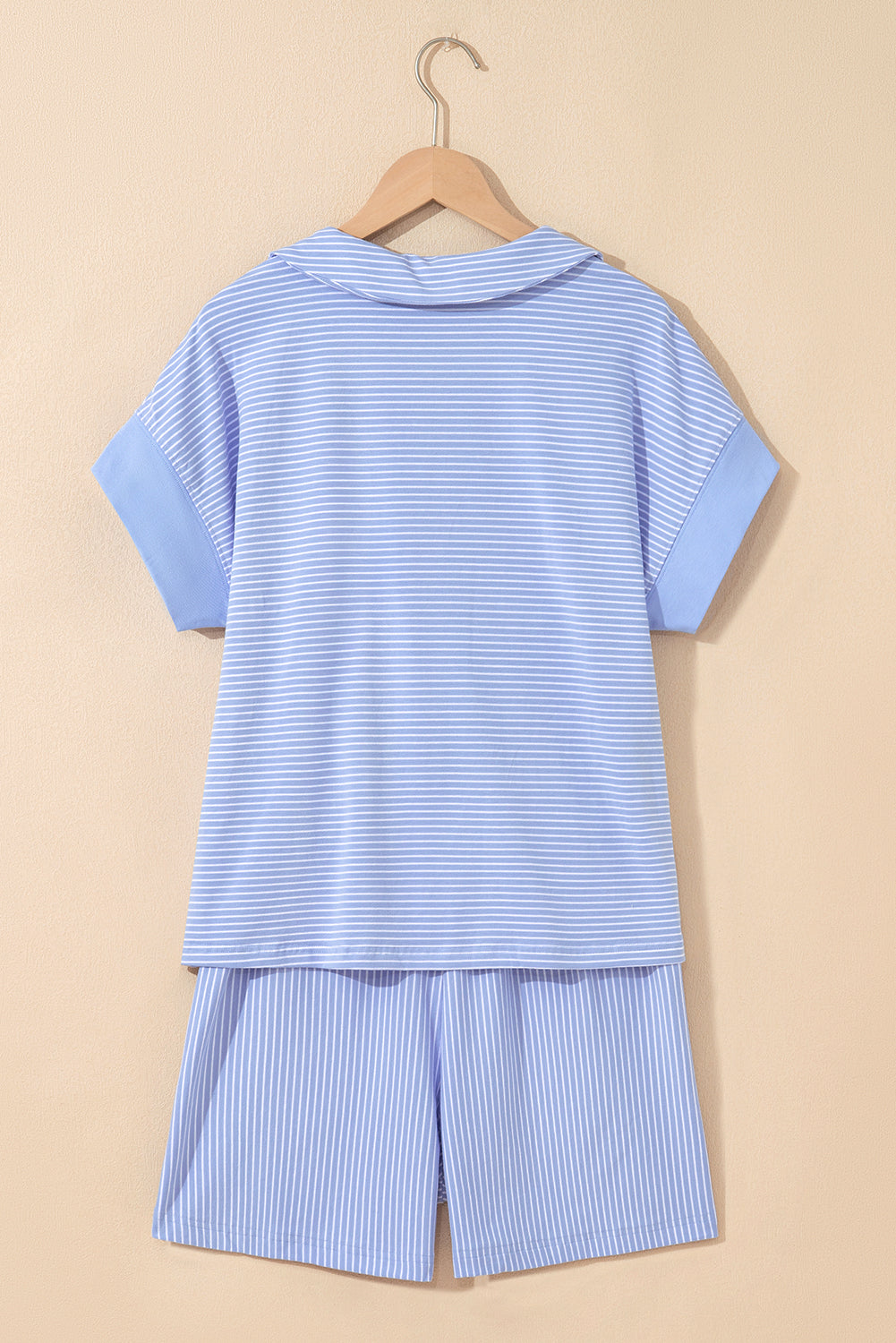 Stripe Polo Shirt and Drawstring Shorts Set