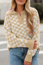 Checker Buttoned Collar Sweater