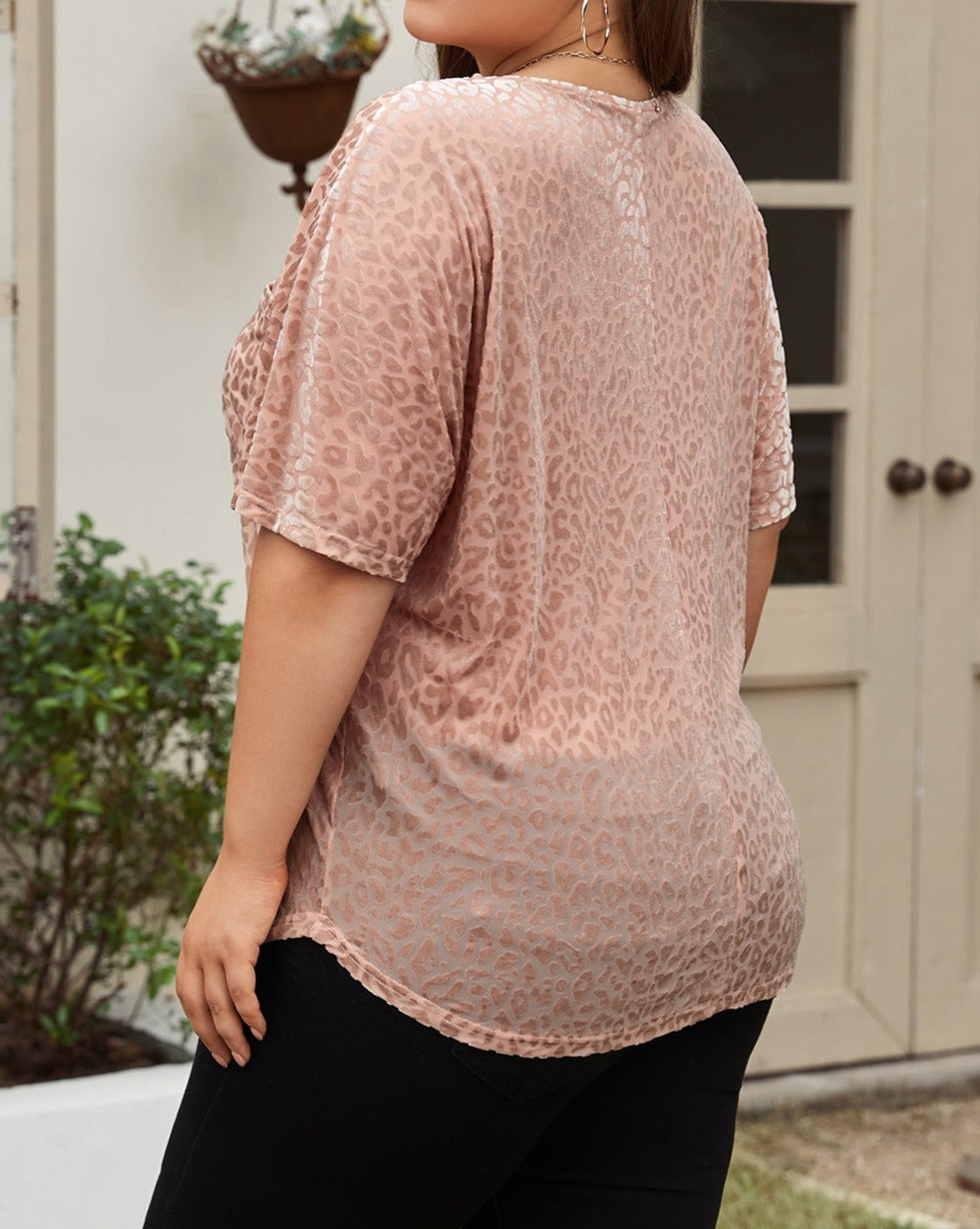 Leopard Short Sleeve T-Shirt Plus Size