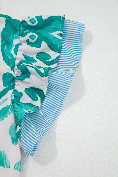 Boho Stripe Trim Flutter Sleeve Top