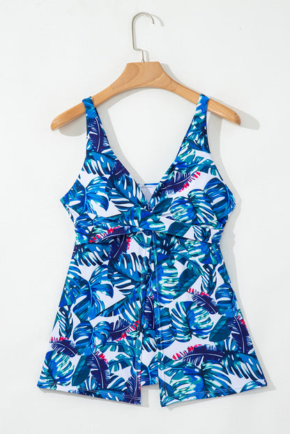 Floral Padded V-Neck Tankini Top