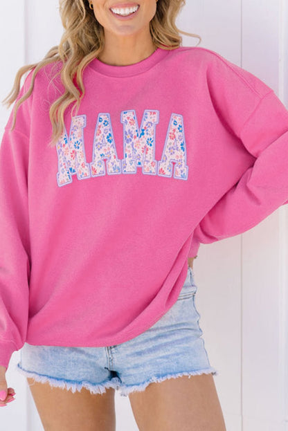 Floral MAMA Embroidered Pullover Sweatshirt