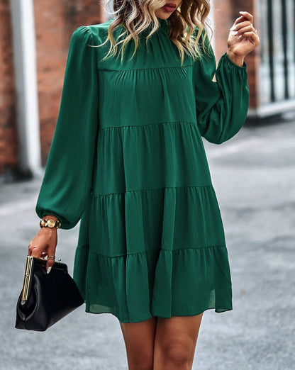 Ruffle Tiered Puff Sleeve Dress