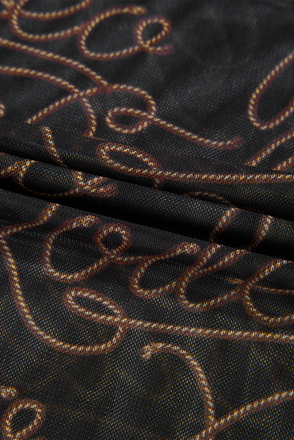 Western Rodeo Mesh Mock Neck Long Sleeve Top