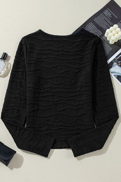 Wavy Texture Long Sleeve T-Shirt