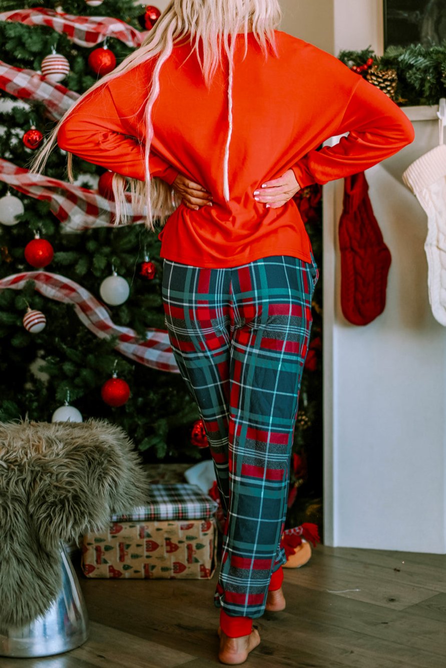 All Is Bright Christmas Plaid Pajama Set