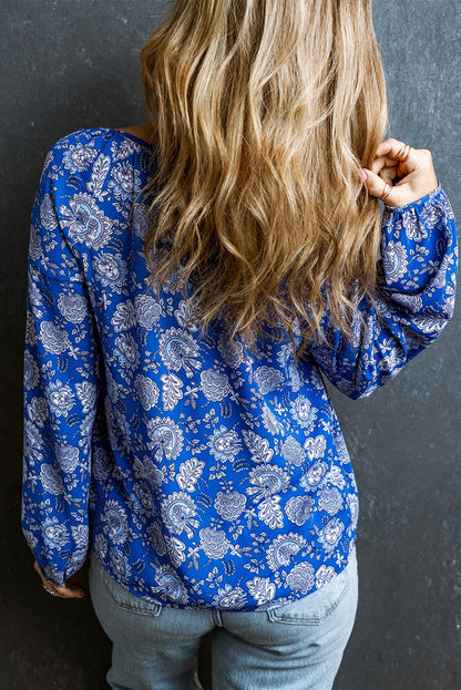 Floral Peasant Sleeve Blouse