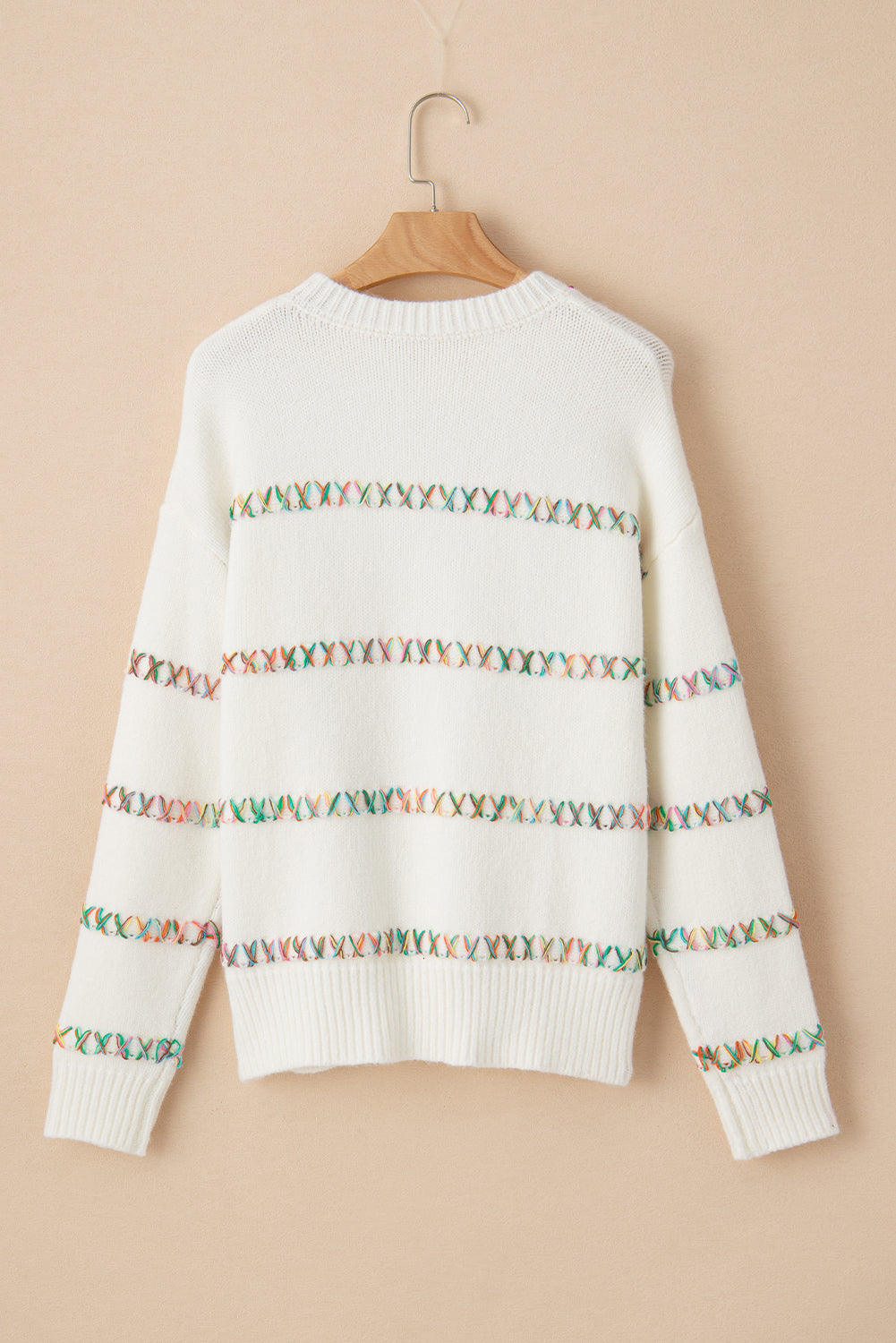 Crossed Stitch Drop Shoulder Sweater