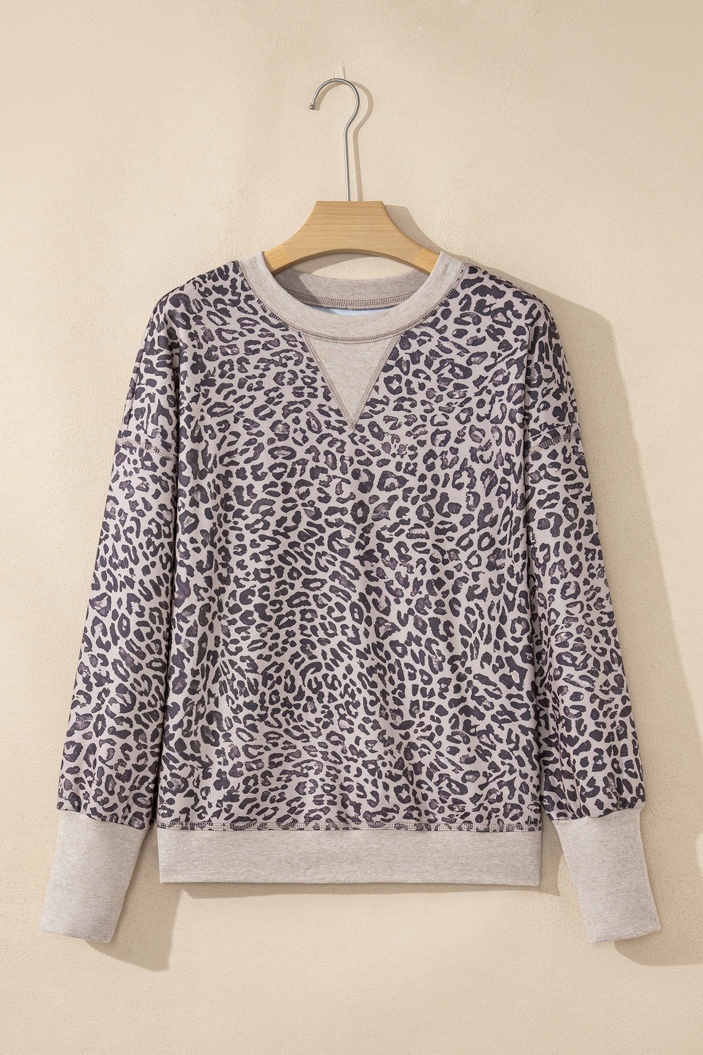 Leopard Patchwork Crew Neck Sweatshirt