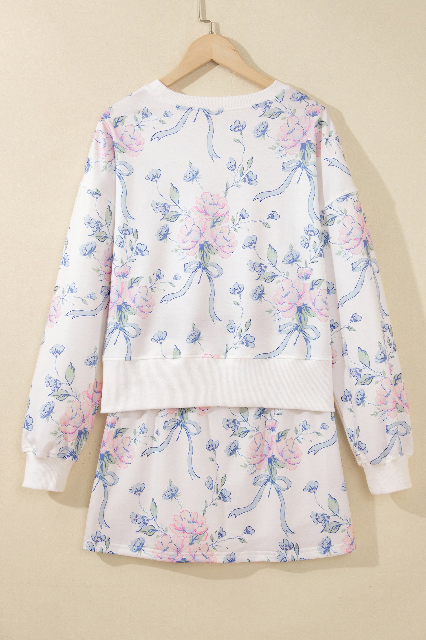 Floral Long Sleeve Top & Elastic Waist Skort Set